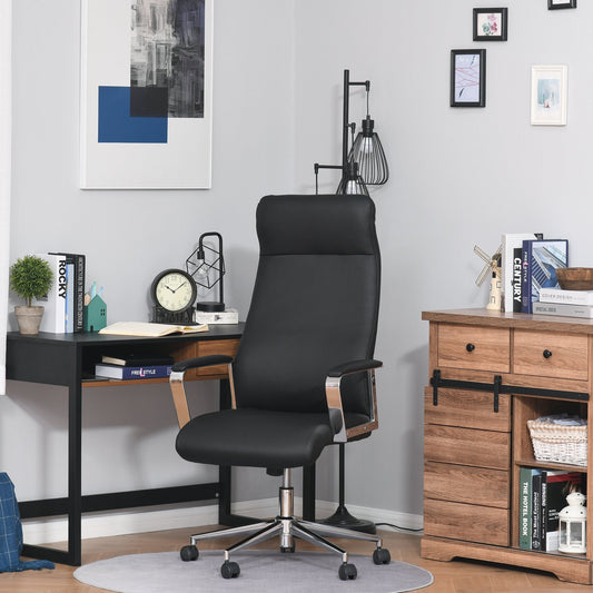 Vinsetto Office Chair Faux Leather High-Back Swivel Computer Desk Chair w/ Wheels, Black