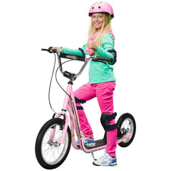 HOMCOM Kids Scooter, Teen Kick Scooter with Rubber Wheels, 16
