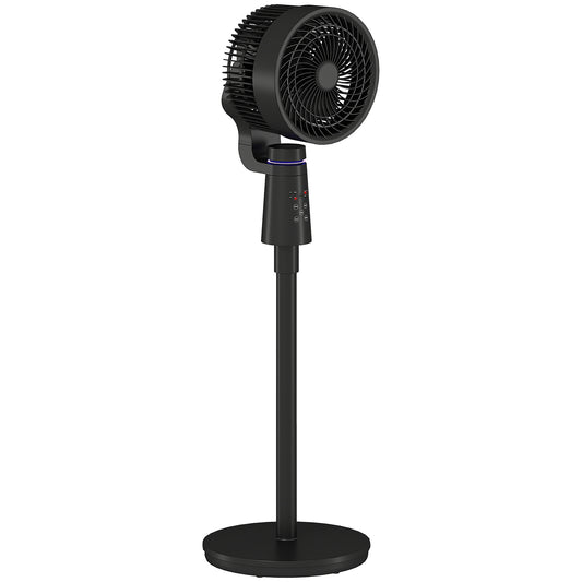 HOMCOM Pedestal Air Circulation Fan with Oscillating, Light Off, Black