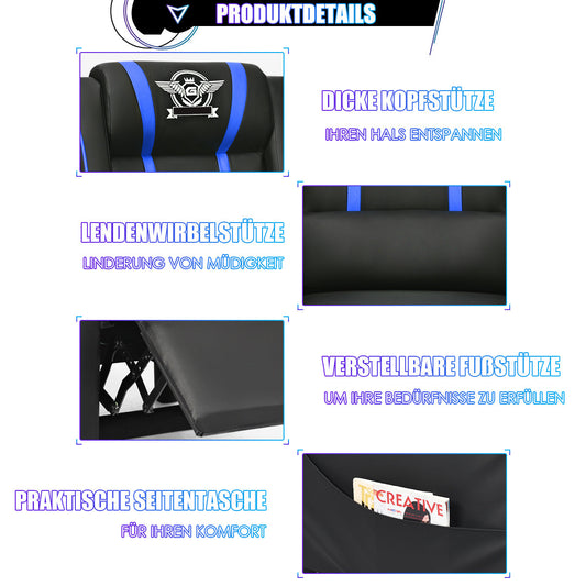 Recliner gaming chair with lumbar cushion