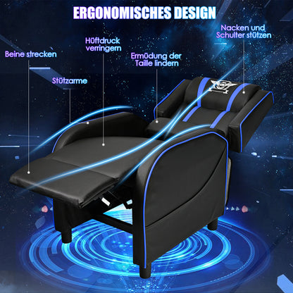 Recliner gaming chair with lumbar cushion