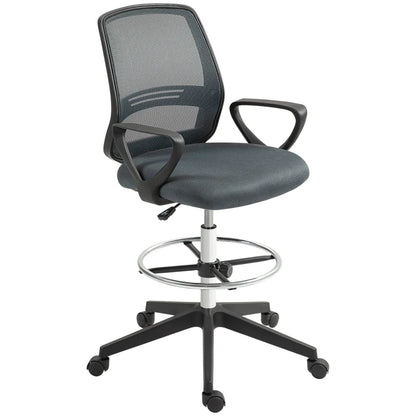 Vinsetto Ergonomic Mesh Back Drafting Chair Draughtsman Chair with Adjustable Height, Grey