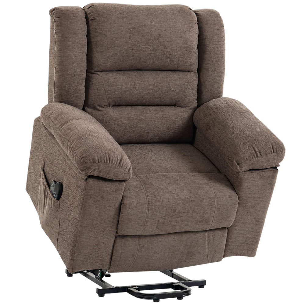 HOMCOM Oversized Riser Recliner Chair with Massage and Heat, Power Lift Recliner for Elderly with Wide Seat and Back, Brown