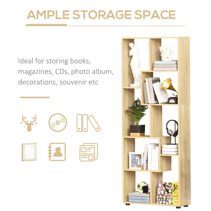 HOMCOM 8-Cube Bookcase, Tall Display Shelf, Standing Storage Rack for Study Room, Living Room, 70 x 24 x 178cm, Natural