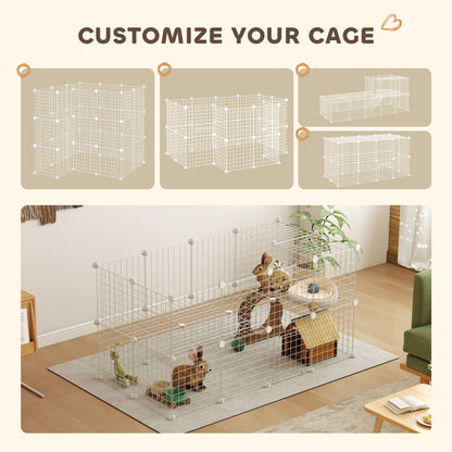PawHut DIY 36 Panel Pet Playpen Metal Wire Fence for Chinchilla, Hedgehog, Bunny, Indoor, Outdoor Use, White