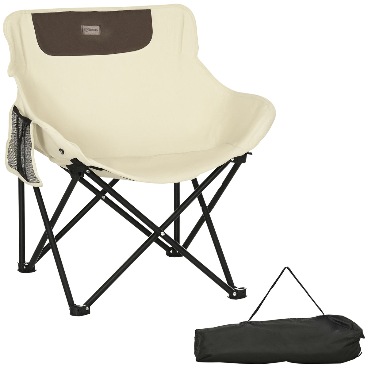 Outsunny Camping Chair, Lightweight Folding Chair with Carrying Bag and Storage Pocket, for Festivals, Fishing, Beach and Hiking, White