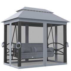 Outsunny 3 Seater Swing Chair Hammock Gazebo Lounger Cushioned Seat Waterproof Grey