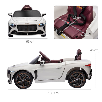 HOMCOM Bentley Bacalar Licensed 12V Kids Electric Car, with Remote Control, White