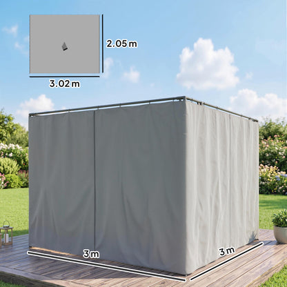 Outsunny Set of Four 3 x 3m Gazebo Replacement Walls - Light Grey