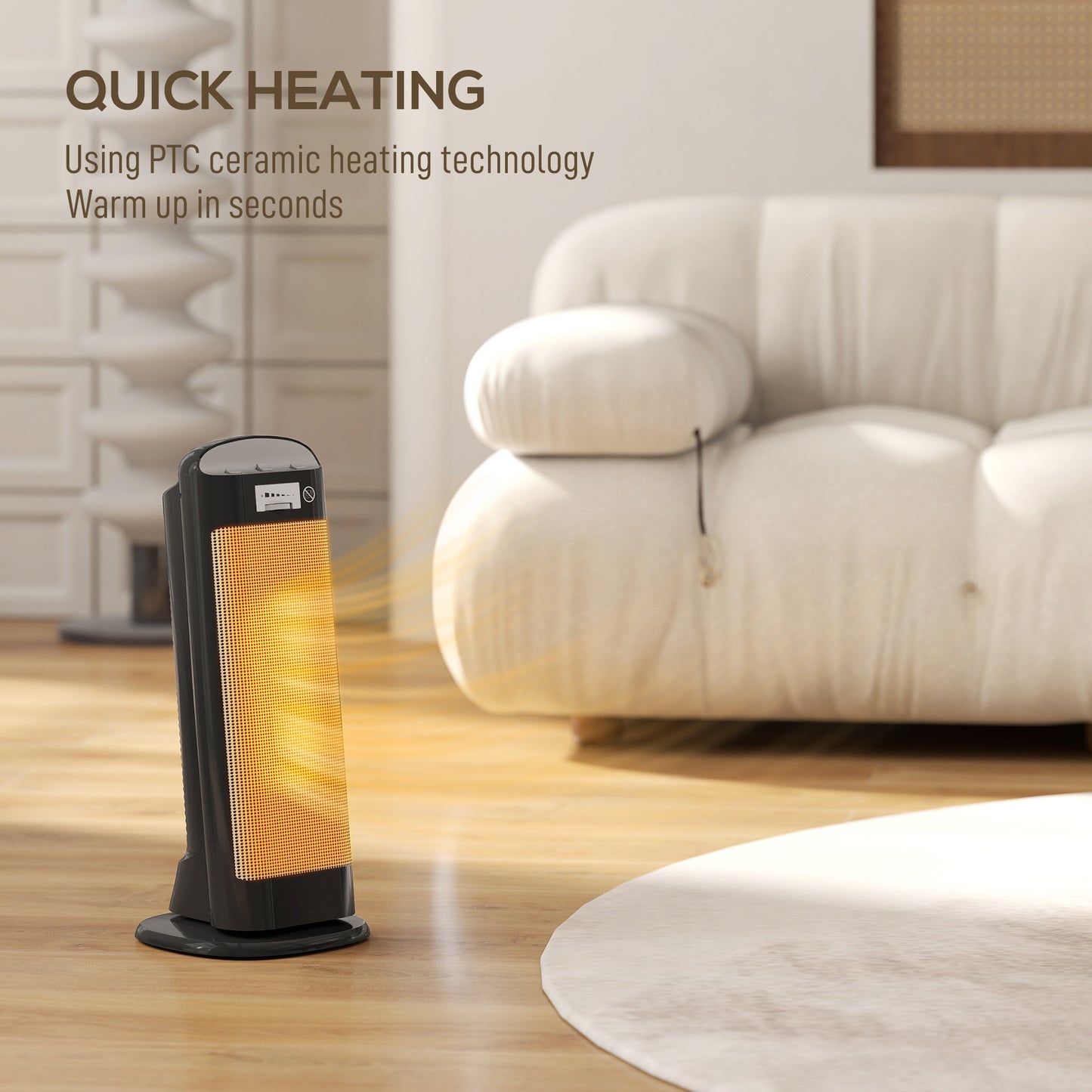 HOMCOM Ceramic Space Heater, 2000W Fan Electric Heater with 4 Modes, Adjustable Thermostat, 55Â° Oscillation, Tip-Over and Overheat Protection for Bedroom, Home Office, Black