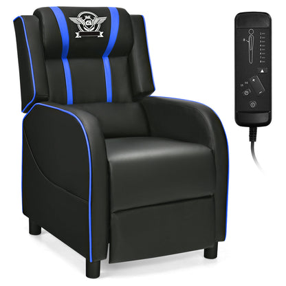 Recliner gaming chair with lumbar cushion