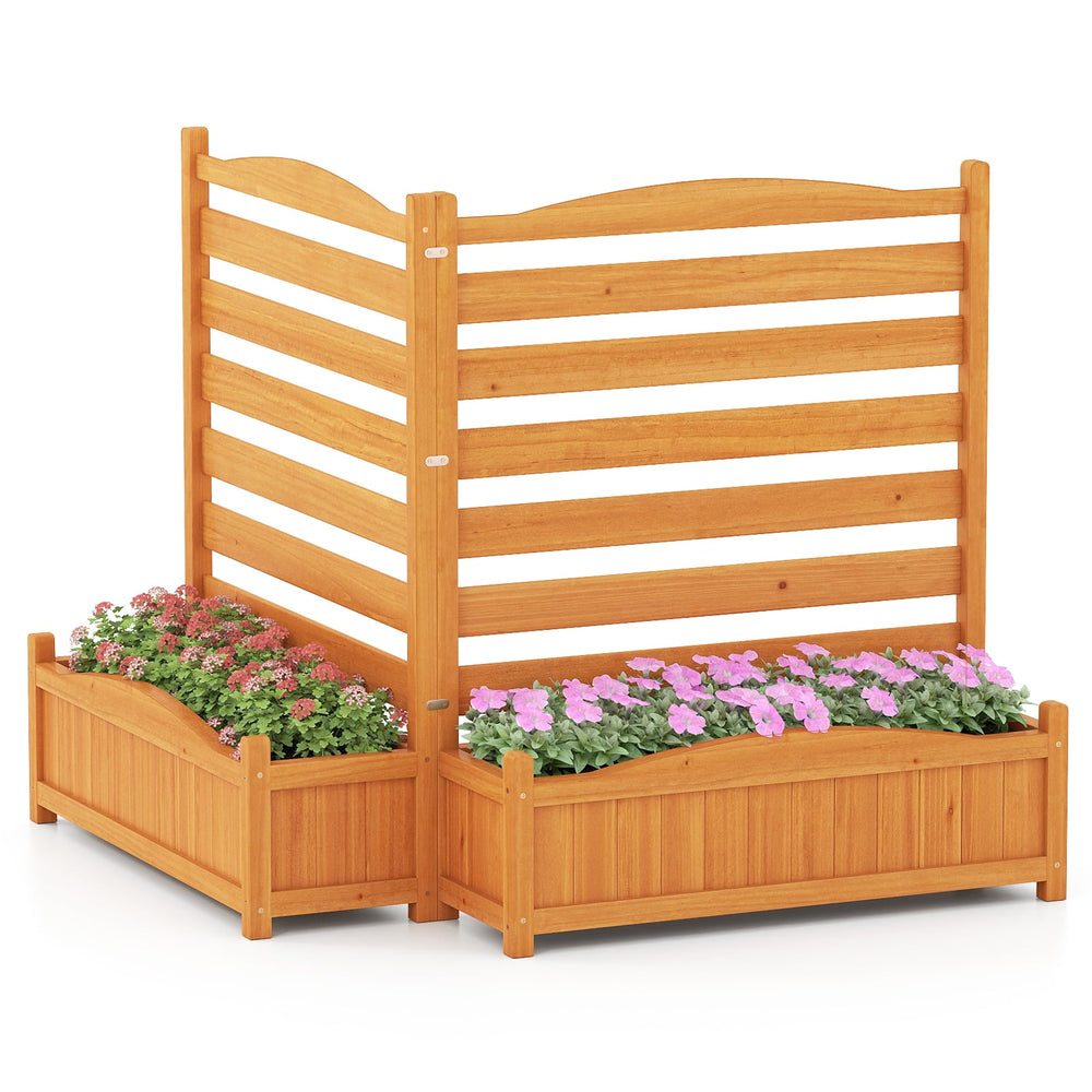 2/3-Panel Freestanding Air Conditioner Fence with Planter Box-Yellow-2-Panel