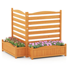 2/3-Panel Freestanding Air Conditioner Fence with Planter Box-Yellow-2-Panel