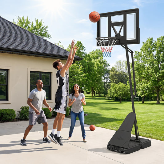 2.35-3.05M Outdoor Basketball Hoop Tool-Free Adjustable with PC Backboard
