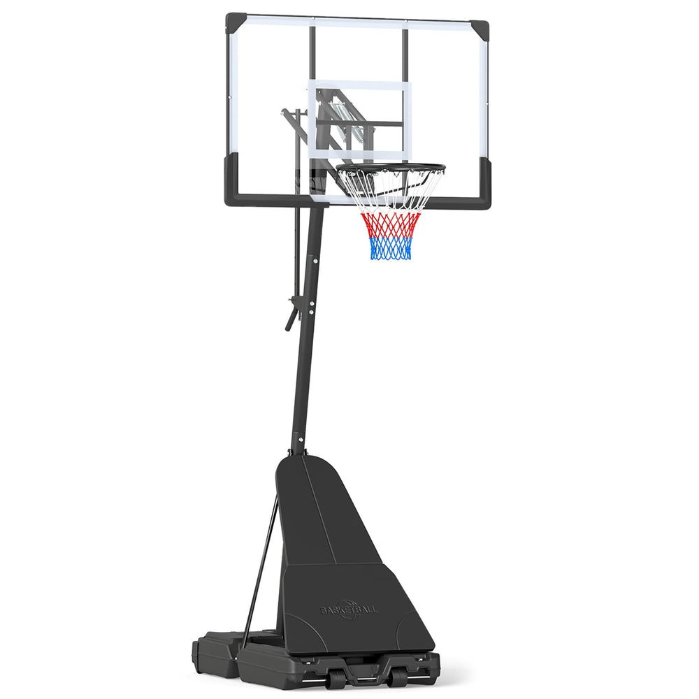 2.45-3.05M Portable Basketball Hoop Height Adjustable with Shatterproof Backboard