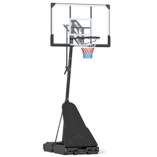 2.45-3.05M Portable Basketball Hoop Height Adjustable with Shatterproof Backboard