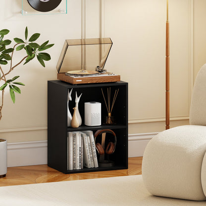2-Cube Bookcase Floor Standing Open Bookshelf with 5-Position Adjustable Shelf-Black