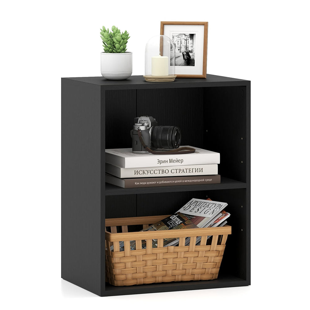 2-Cube Bookcase Floor Standing Open Bookshelf with 5-Position Adjustable Shelf-Black