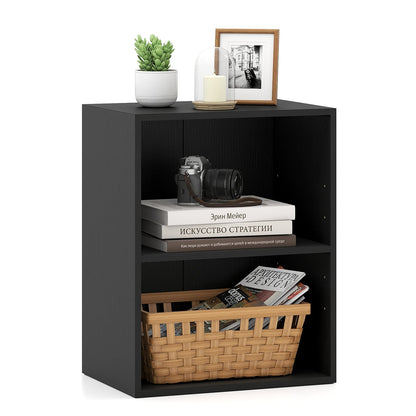 2-Cube Bookcase Floor Standing Open Bookshelf with 5-Position Adjustable Shelf-Black