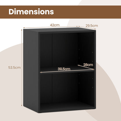 2-Cube Bookcase Floor Standing Open Bookshelf with 5-Position Adjustable Shelf-Black