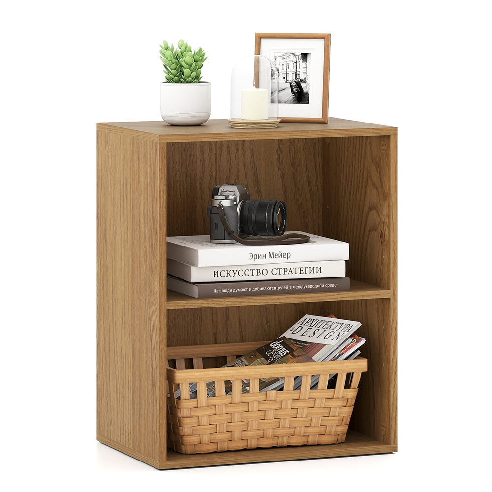 2-Cube Bookcase Floor Standing Open Bookshelf with 5-Position Adjustable Shelf-Natural