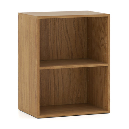 2-Cube Bookcase Floor Standing Open Bookshelf with 5-Position Adjustable Shelf-Natural