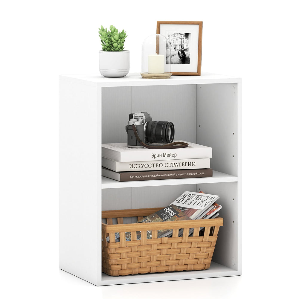 2-Cube Bookcase Floor Standing Open Bookshelf with 5-Position Adjustable Shelf-White