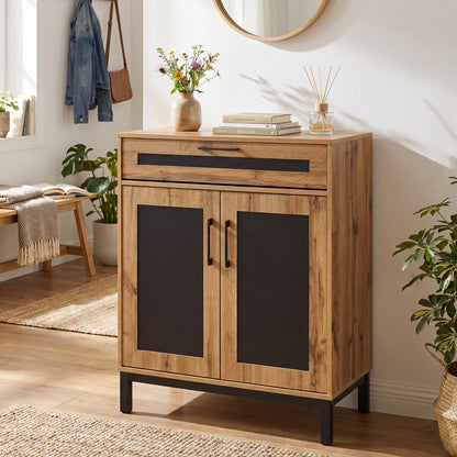 2-Door Sideboard Cabinet with Drawer and 3 Removable Shelves for Dining Room-Natural