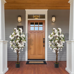 2 Pack 120 CM Artificial Bougainvillea Tree with Blooming Flowers-White
