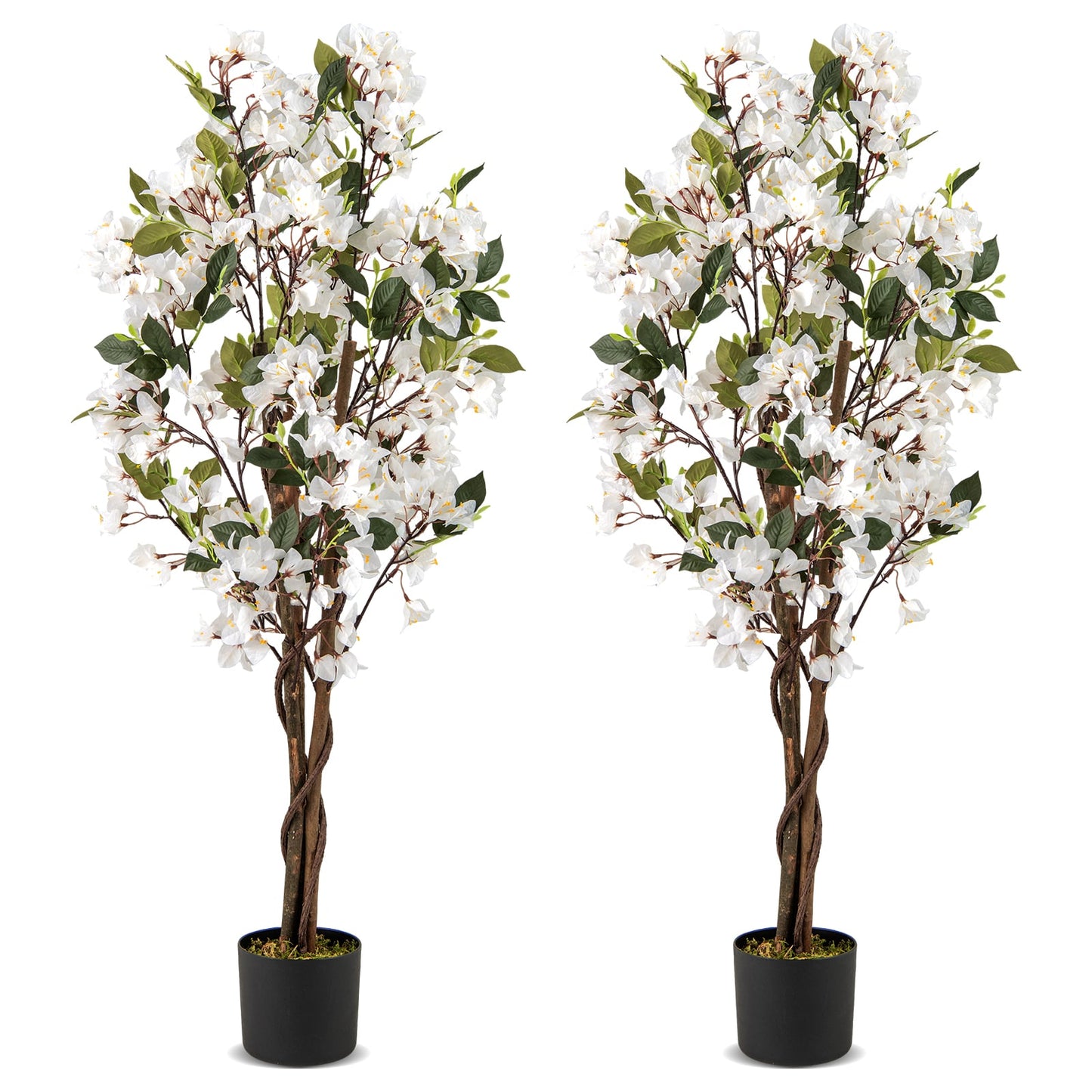 2 Pack 120 CM Artificial Bougainvillea Tree with Blooming Flowers-White