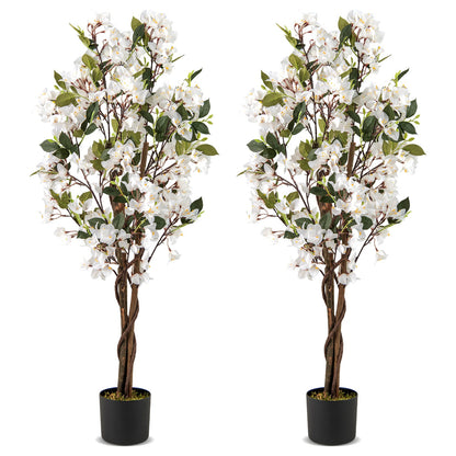 2 Pack 120 CM Artificial Bougainvillea Tree with Blooming Flowers-White