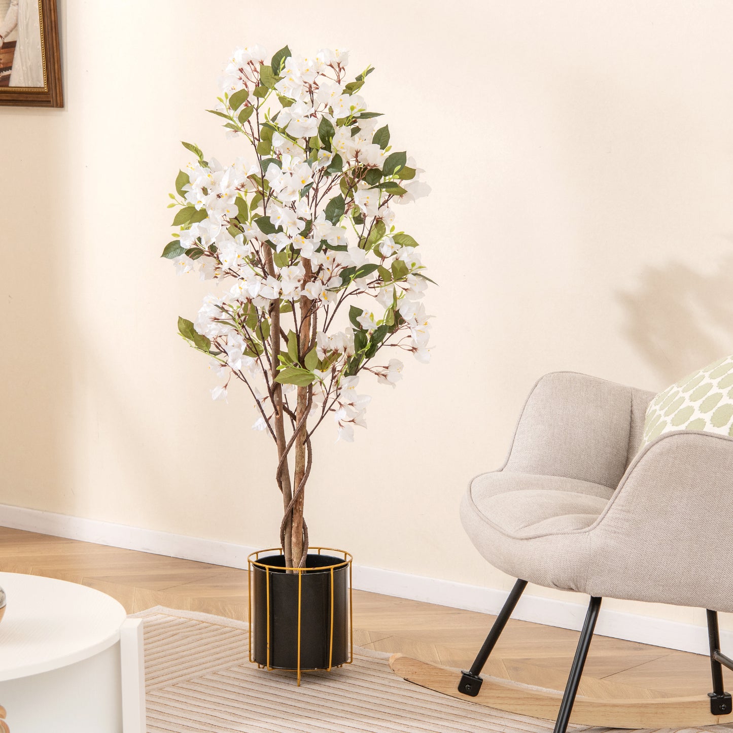 2 Pack 120 CM Artificial Bougainvillea Tree with Blooming Flowers-White