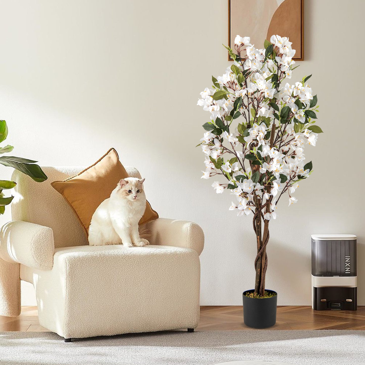 2 Pack 120 CM Artificial Bougainvillea Tree with Blooming Flowers-White