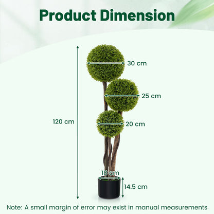 2 Pack 120 CM Artificial Boxwood Topiary Ball Tree with Triple Ball for Home Office