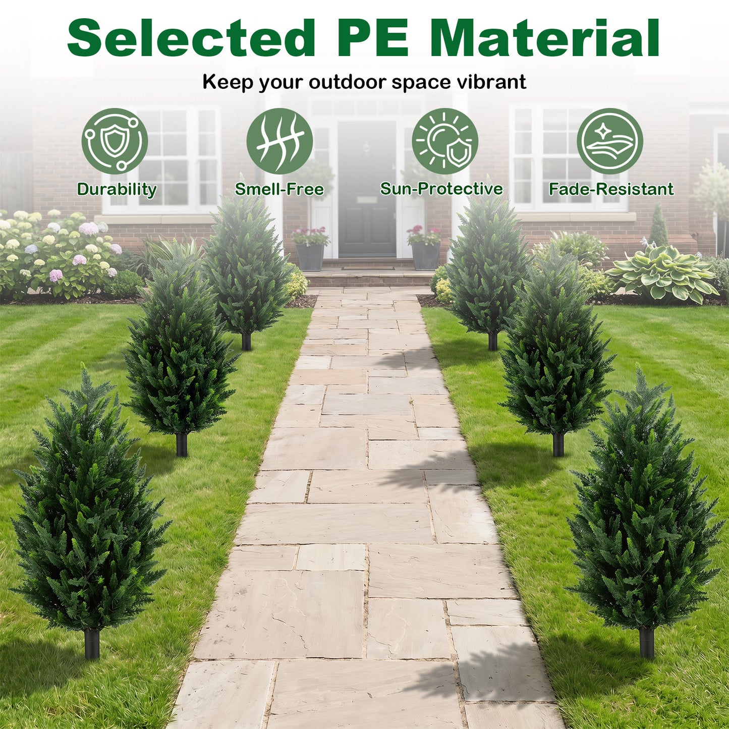 2 Pack 90 CM Artificial Cypress Topiary Trees with Ground Spikes for Indoor and Outdoor