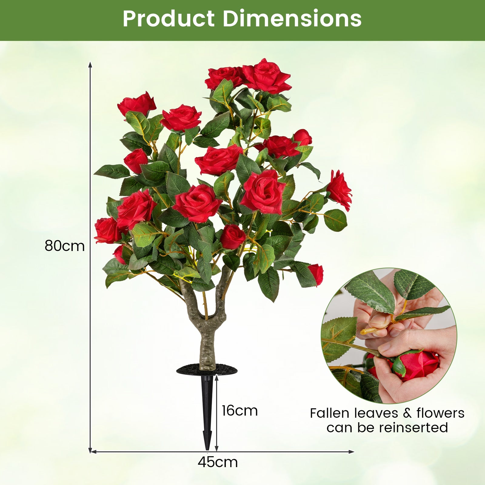 2 Pack Artificial Rose Flower Trees 80 CM Fake Shrub Plants-Red