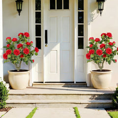 2 Pack Artificial Rose Flower Trees 80 CM Fake Shrub Plants-Red