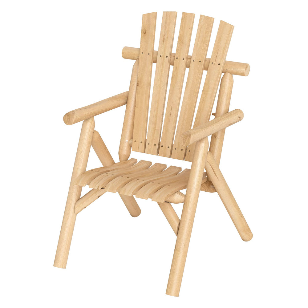 2-Person Fire Pit Lounge Chair with Slatted Backrest Built-in Armrest and Curved Seat-Natural