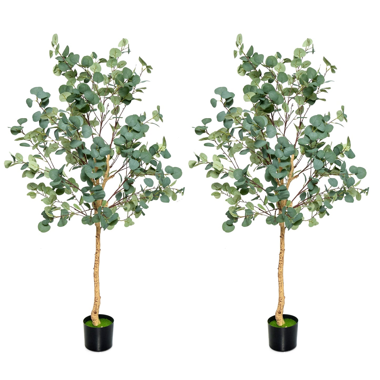 2-Piece 1.65 m Artificial Eucalyptus Tree with Silver Dollar Leaves