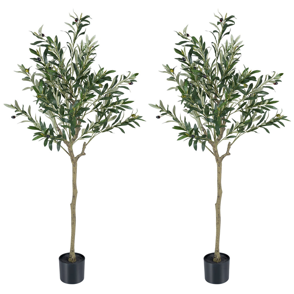 2 Piece 150 cm Artificial Olive Tree with 24 Olive Fruits and 576 Silk Leaves