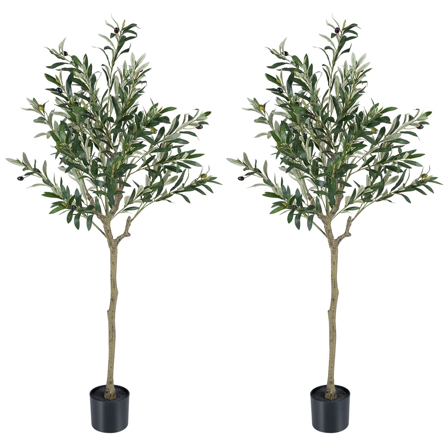 2 Piece 150 cm Artificial Olive Tree with 24 Olive Fruits and 576 Silk Leaves