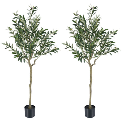 2 Piece 150 cm Artificial Olive Tree with 24 Olive Fruits and 576 Silk Leaves