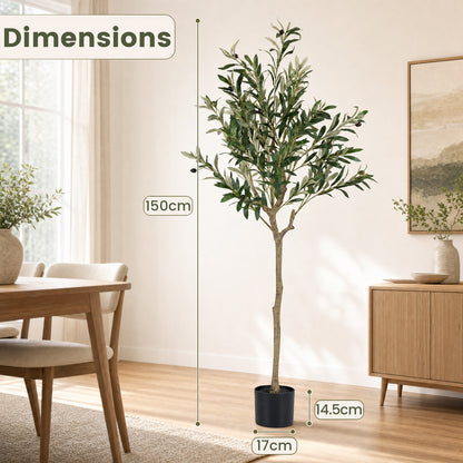 2 Piece 150 cm Artificial Olive Tree with 24 Olive Fruits and 576 Silk Leaves