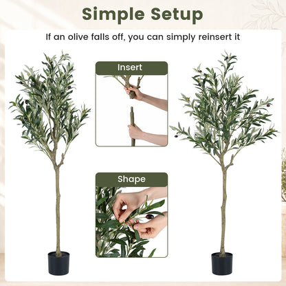 2 Piece 150 cm Artificial Olive Tree with 24 Olive Fruits and 576 Silk Leaves