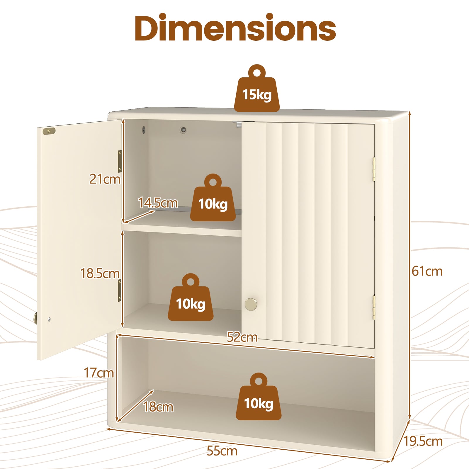 2-Piece Bathroom Cabinet Set with Fluted Doors, Corner & Wall Cabinet
