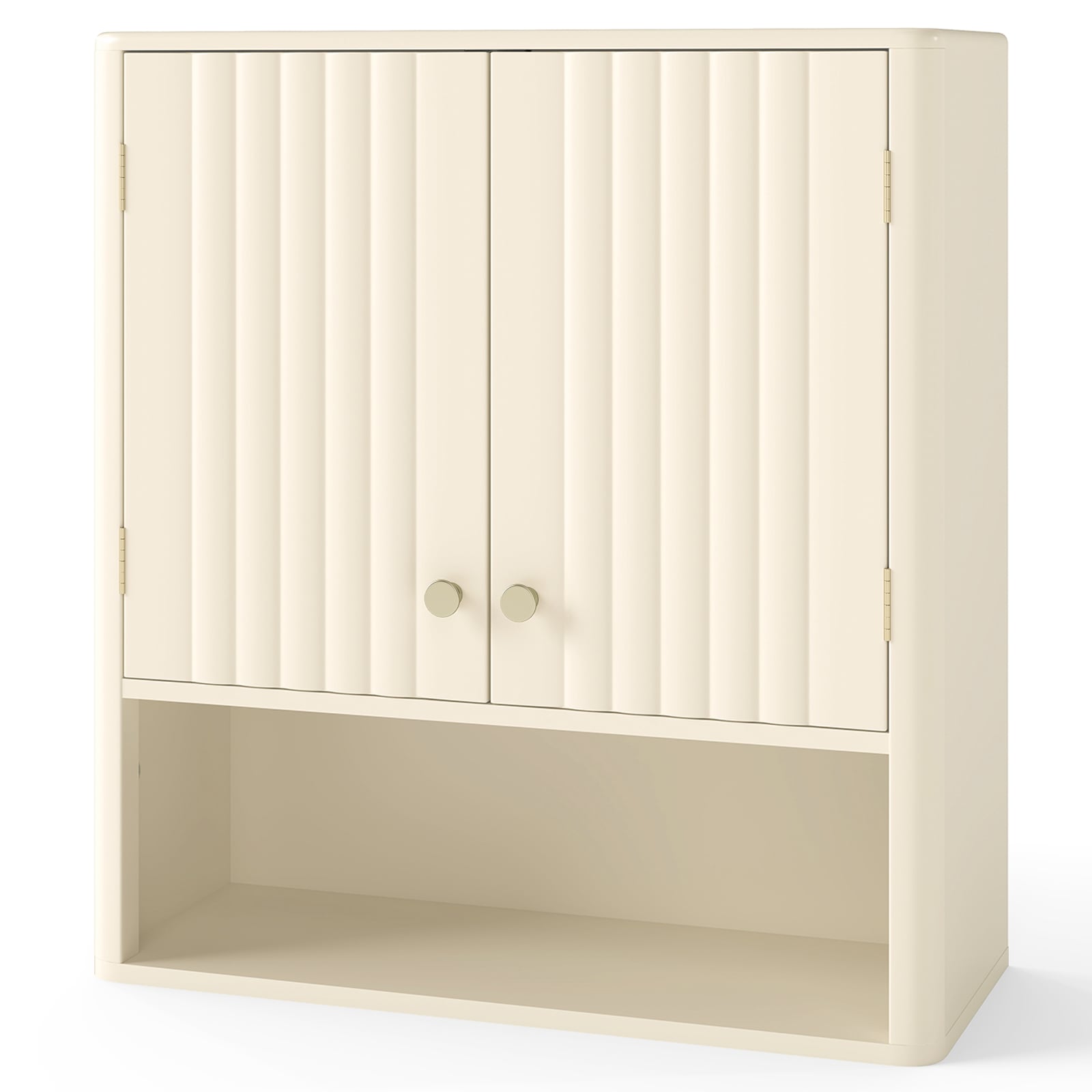 2-Piece Bathroom Cabinet Set with Fluted Doors, Corner & Wall Cabinet
