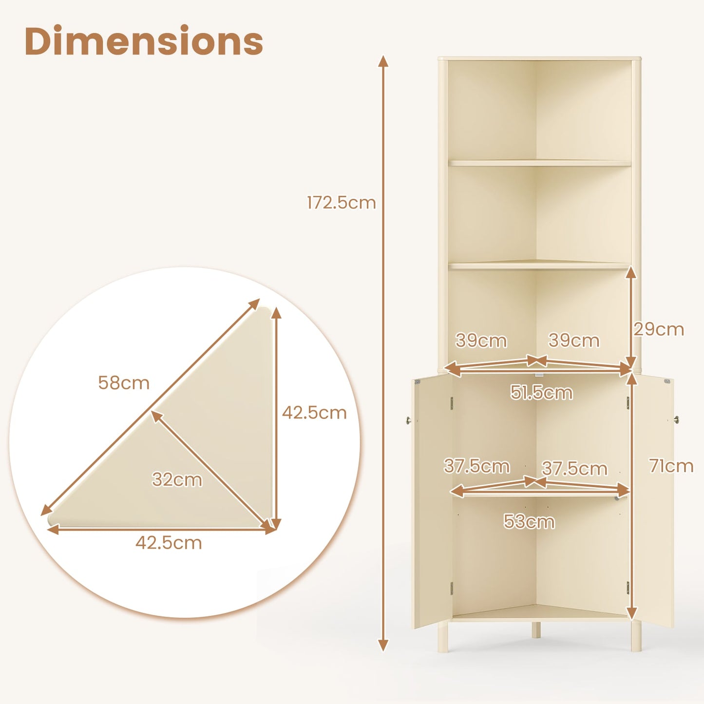 2-Piece Bathroom Cabinet Set with Fluted Doors, Corner & Wall Cabinet