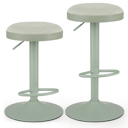 2 Piece Kitchen Bar Stool with Height Adjustment and D-Shaped Footrest-Green