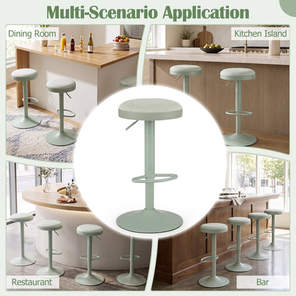 2 Piece Kitchen Bar Stool with Height Adjustment and D-Shaped Footrest-Green
