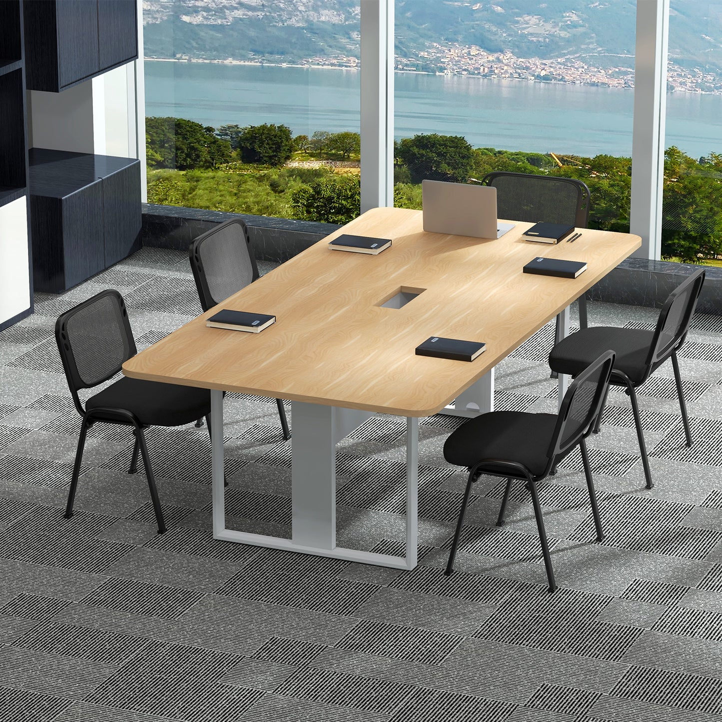 2 Piece Modern Stackable Upholstered Armless Conference Reception Chair-Black
